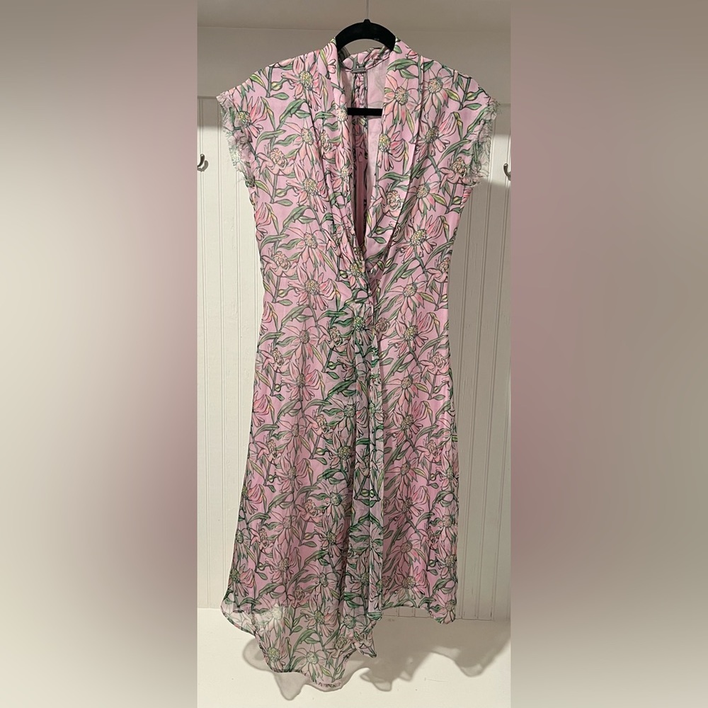 Dodo Bar Or Pink Floral Print Long Wrapβ Dress- SZ M | US 8 | IT44